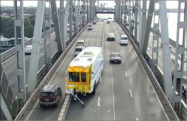 2008 moveable lane barrier vechile in operation